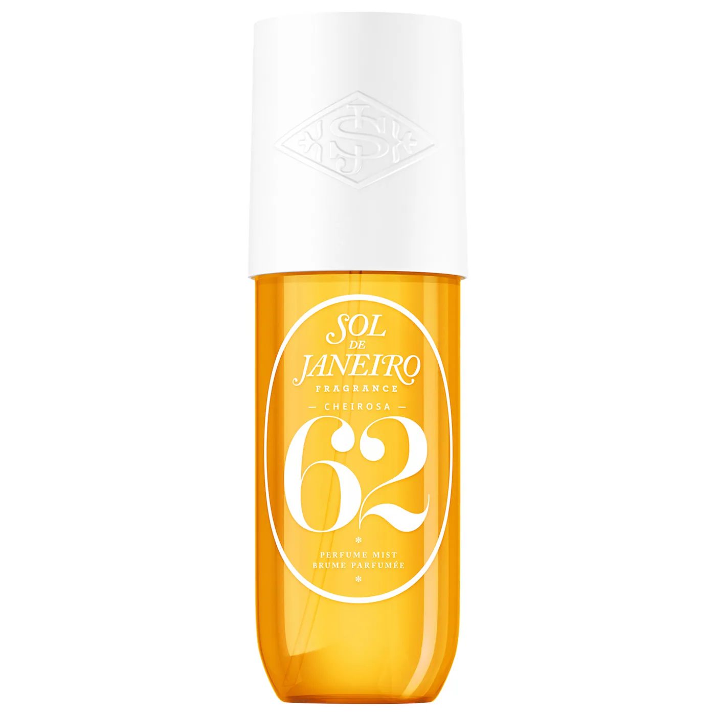 Studio product photo of a fragrance mist bottle on a white background, the single reference photo used for the entire brand world