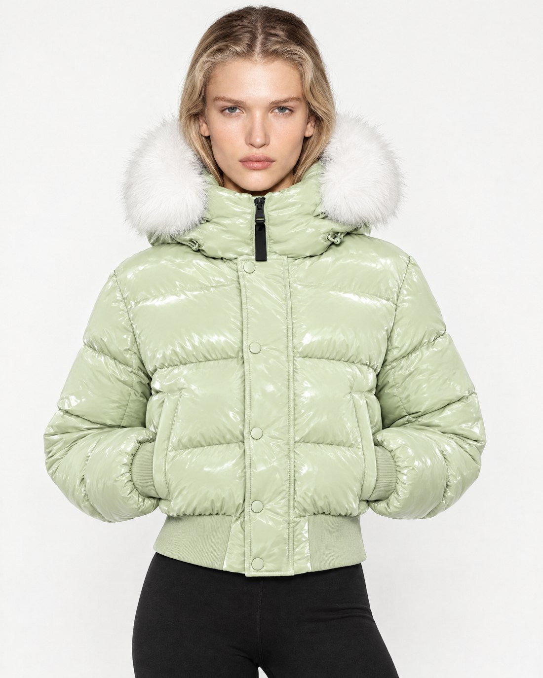 The jacket portrait. Imaginary AI-generated Aritzia x Reale Actives campaign.