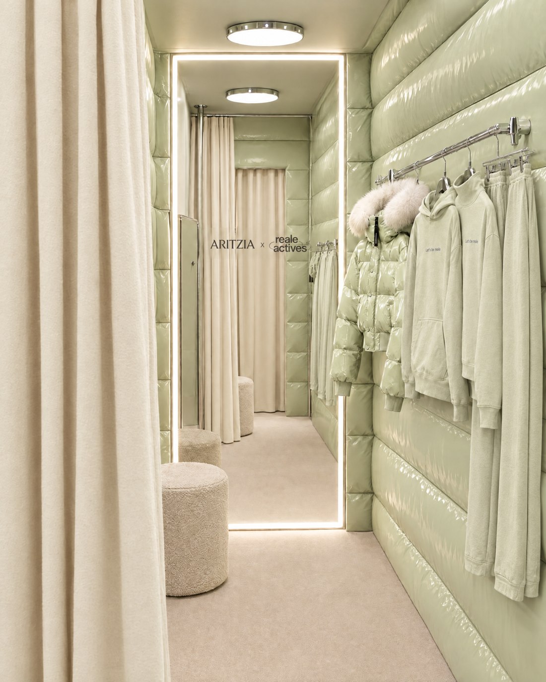 The fitting room. Imaginary AI-generated Aritzia x Reale Actives campaign.