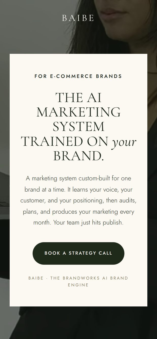 The same landing page banner viewed at phone width, with the headline and button stacked and fitting the screen
