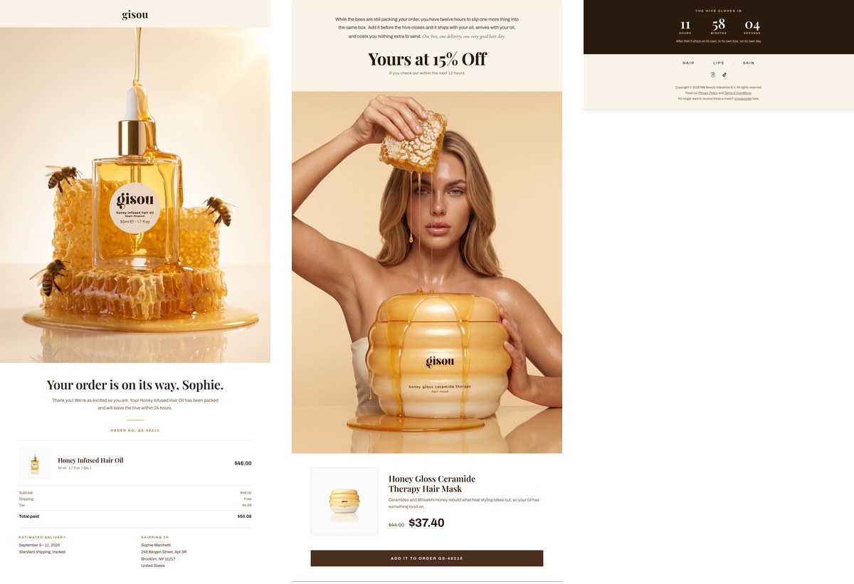 The same email cut into three stacked image slices ready for upload to an email platform